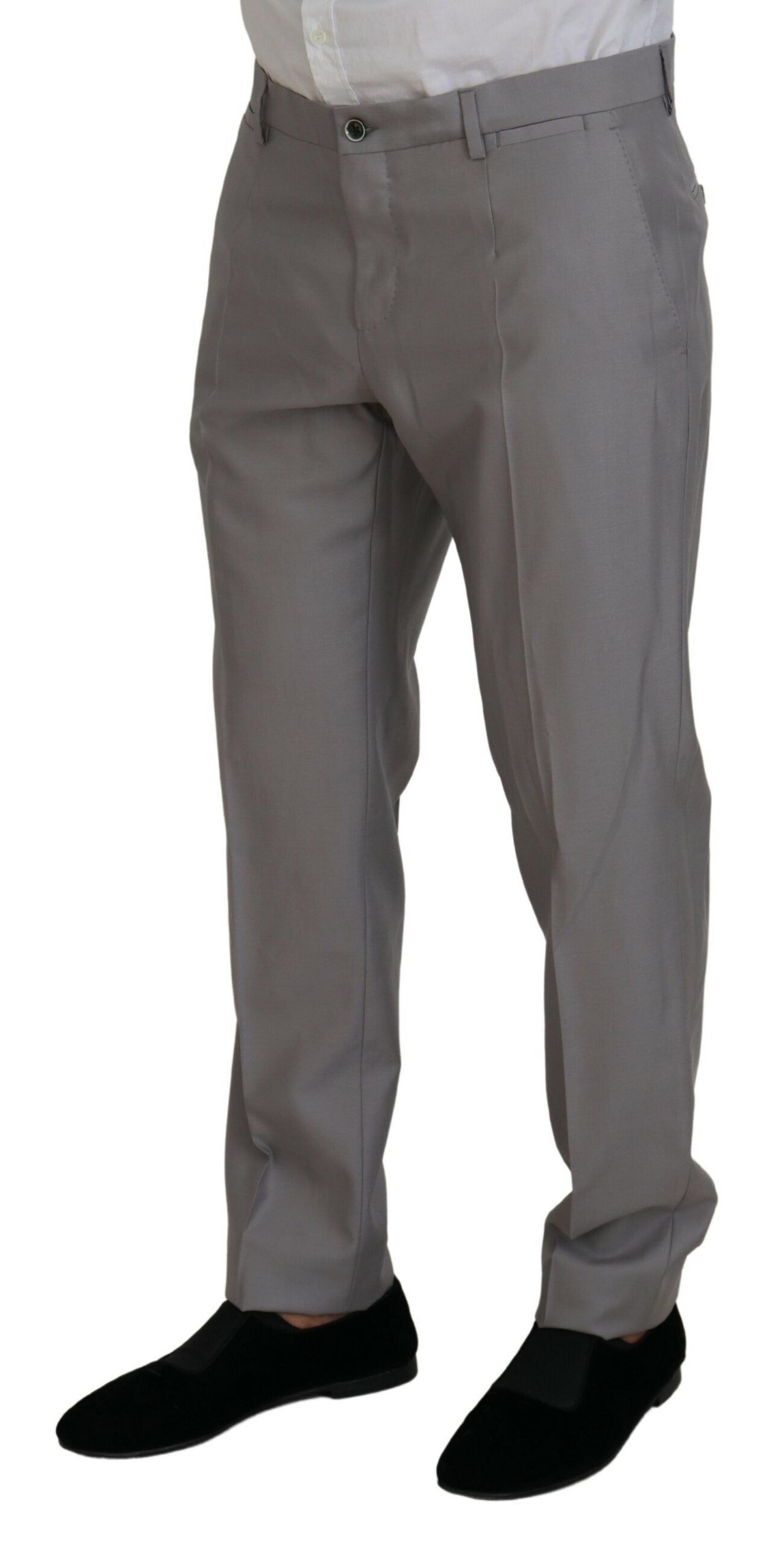  - Elegant Silver Slim Fit Three-Piece Suit