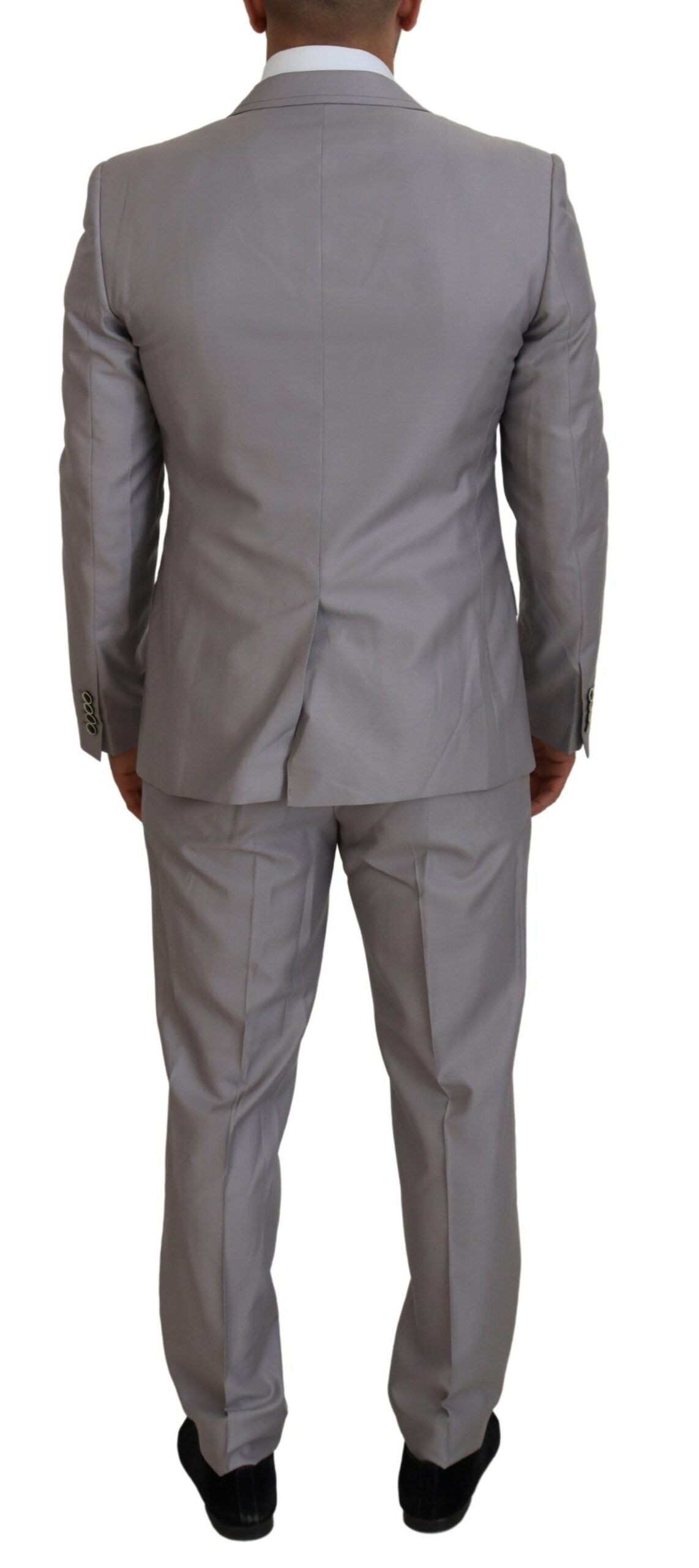  - Elegant Silver Slim Fit Three-Piece Suit