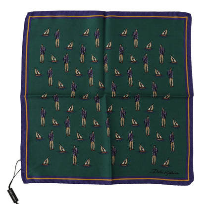  - Elegant Green Silk Men's Square Scarf