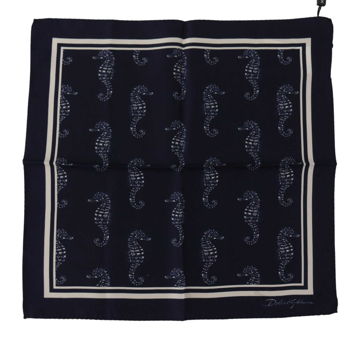  - Elegant Blue Seahorse Silk Men's Scarf