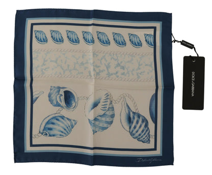  - Elegant Blue Silk Men's Square Scarf