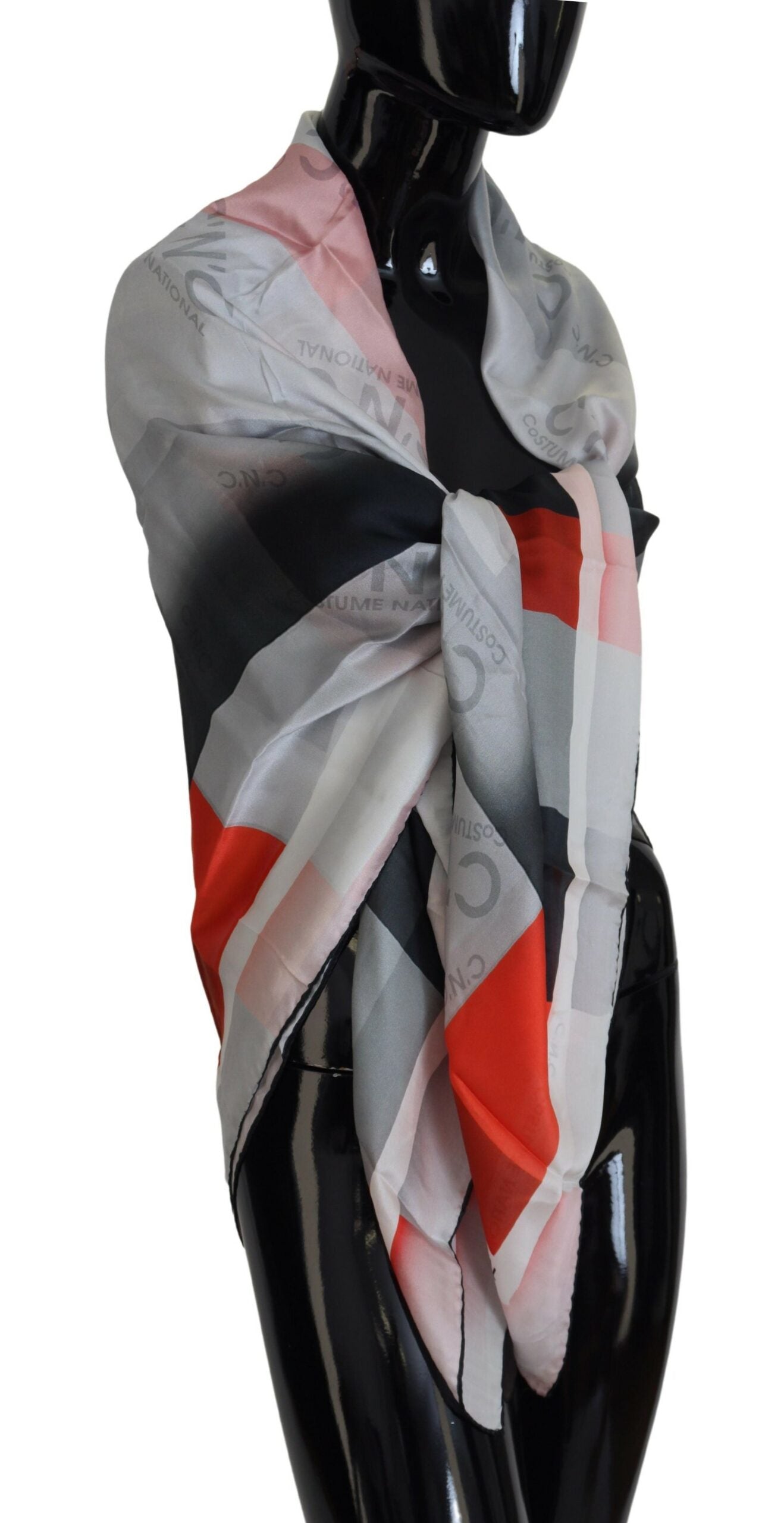  - Elegant Checkered Silk Scarf