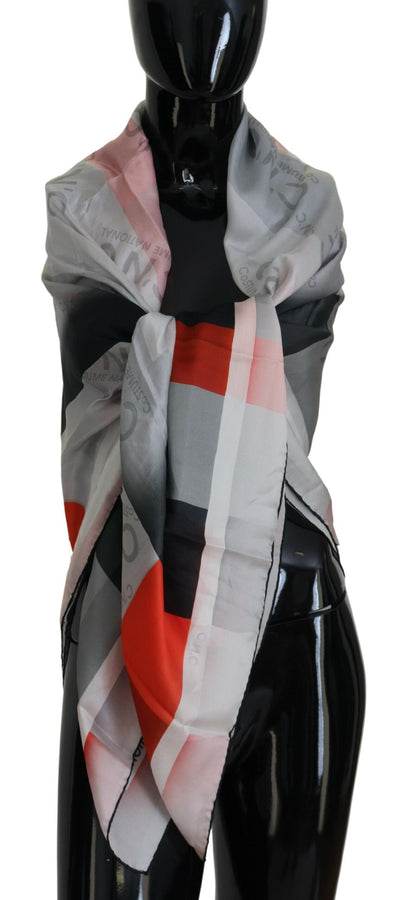  - Elegant Checkered Silk Scarf