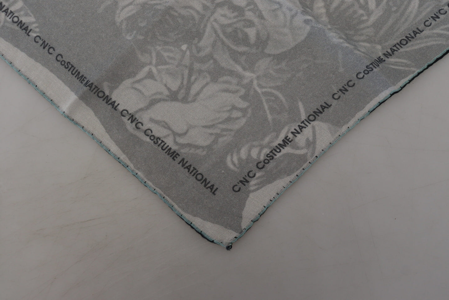  - Elegant Grey Cotton Square Scarf