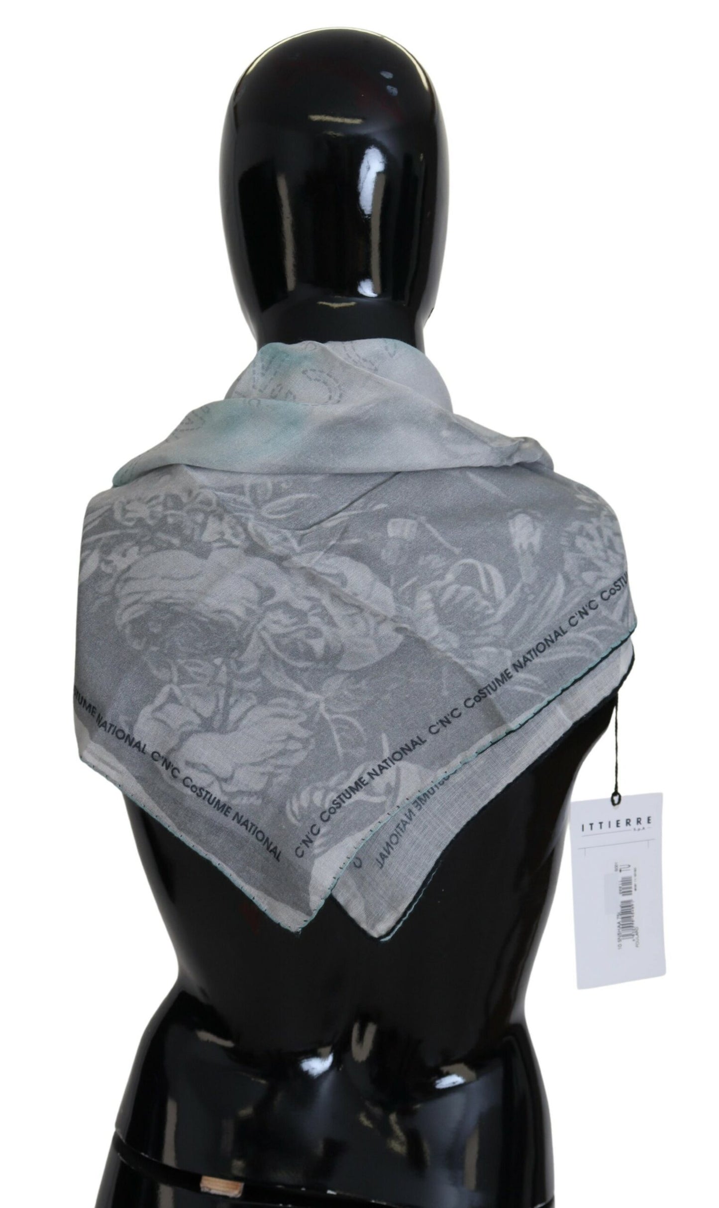  - Elegant Grey Cotton Square Scarf