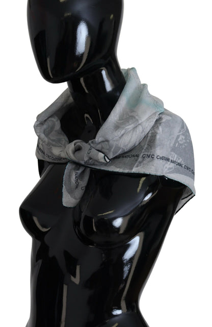  - Elegant Grey Cotton Square Scarf