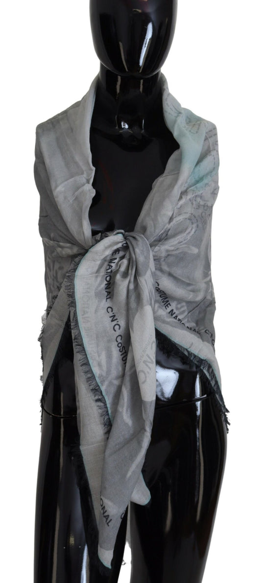  - Chic Designer Grey Scarf with Fringes