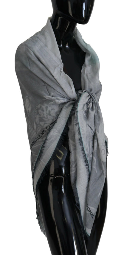  - Chic Designer Grey Scarf with Fringes