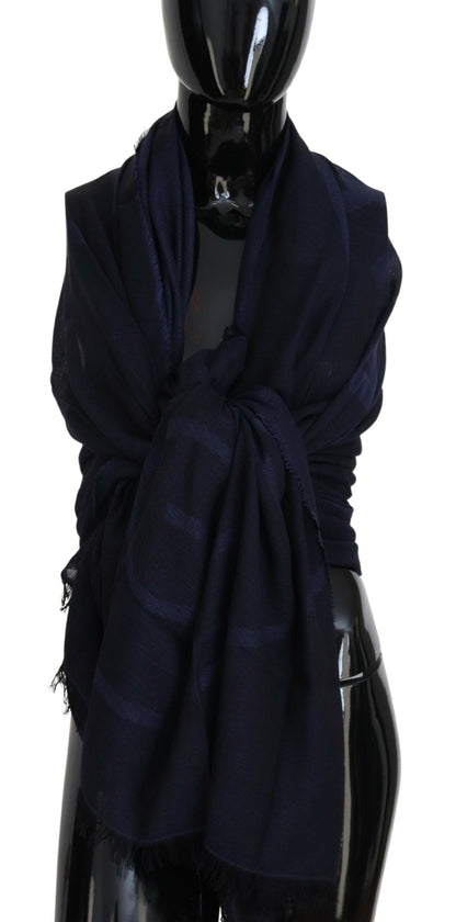  - Elegant Fringed Wool Blend Scarf