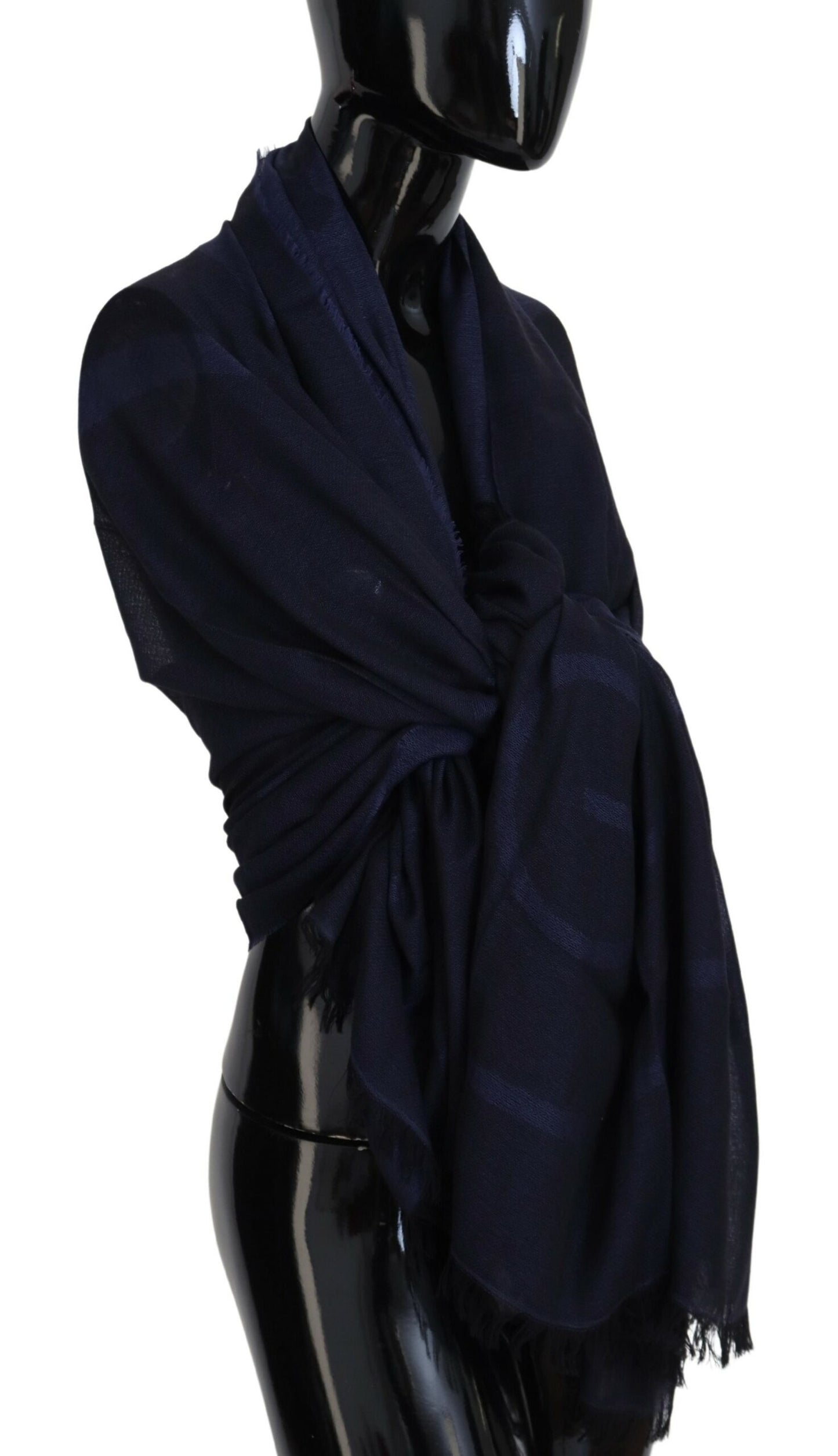  - Elegant Fringed Wool Blend Scarf