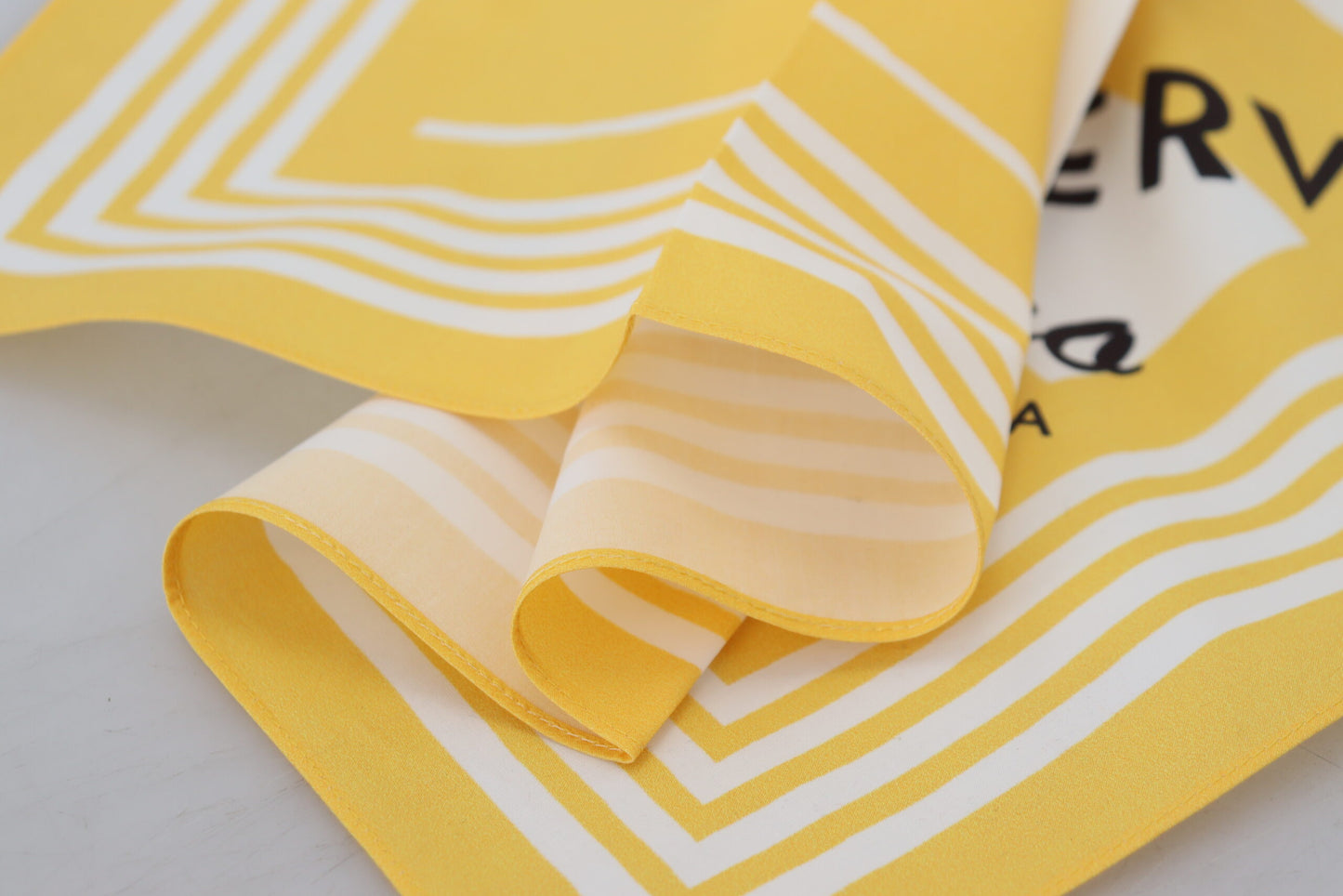  - Elegant Yellow Cotton Square Scarf