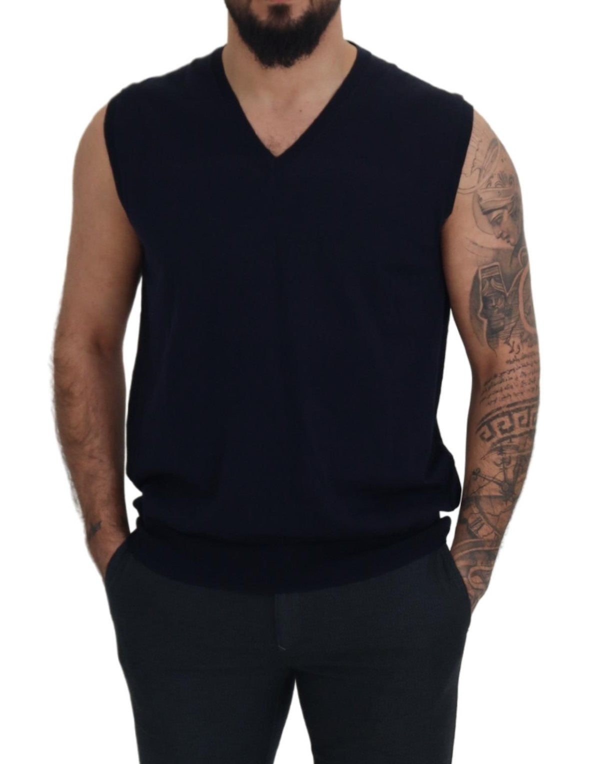  - Sleek Black V-Neck Sleeveless Tank