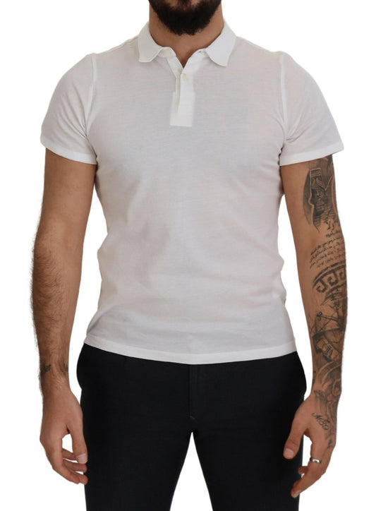  - Elegant White Cotton Polo T-Shirt