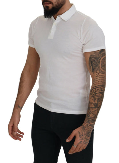  - Elegant White Cotton Polo T-Shirt