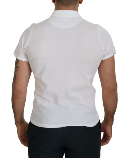  - Elegant White Cotton Polo T-Shirt