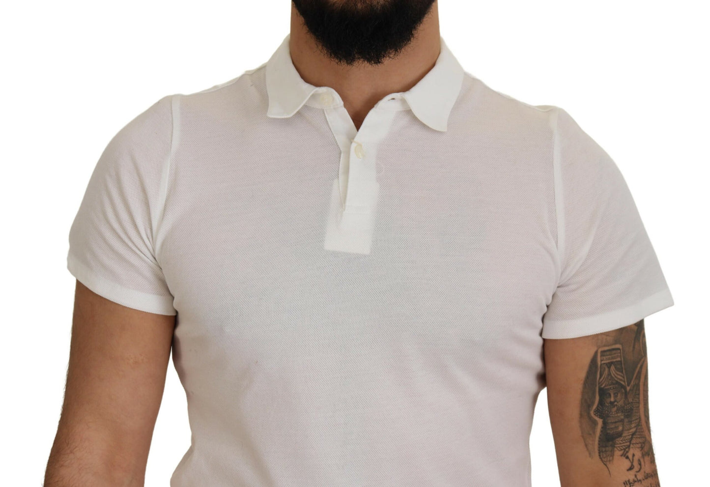  - Elegant White Cotton Polo T-Shirt