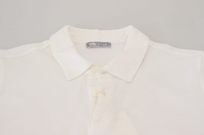  - Elegant White Cotton Polo T-Shirt