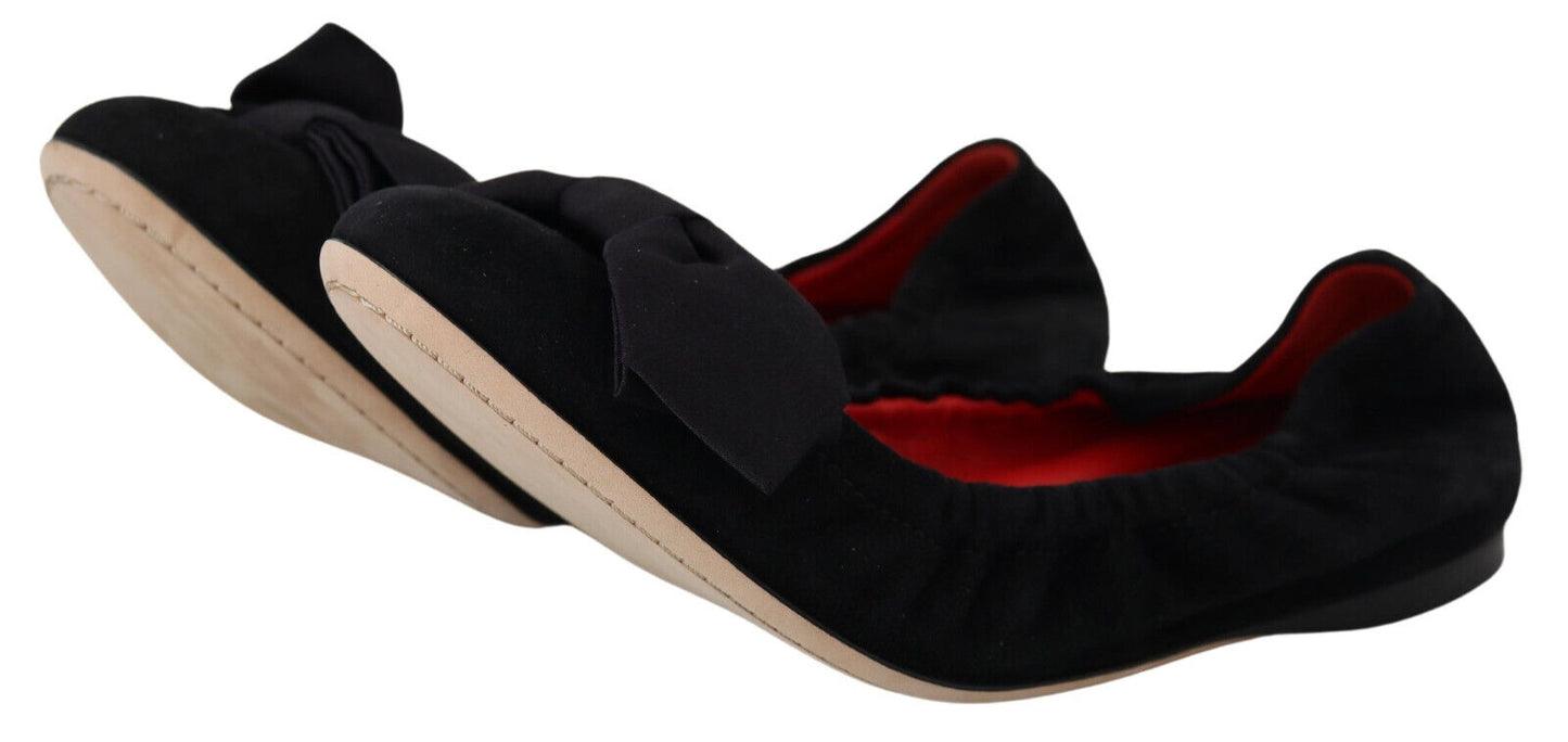  - Elegant Black Suede Ballet Flats