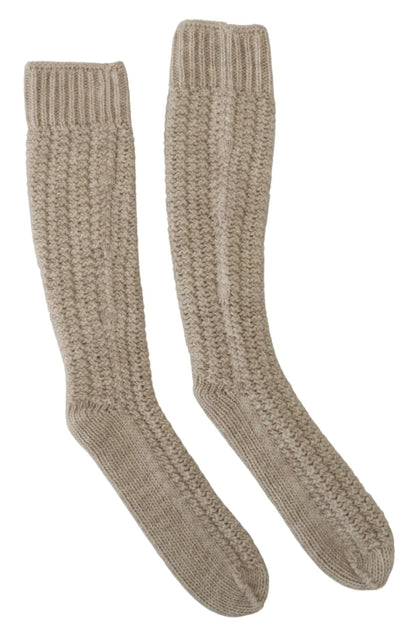  - Chic Beige Wool Blend Over-the-Calf Socks