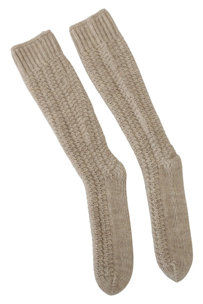  - Chic Beige Wool Blend Over-the-Calf Socks