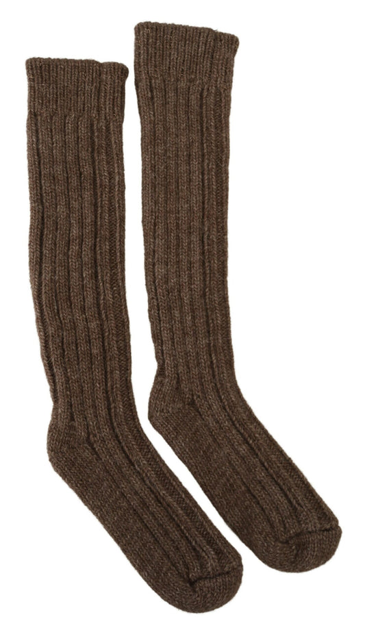  - Chic Brown Wool Blend Over-Calf Socks