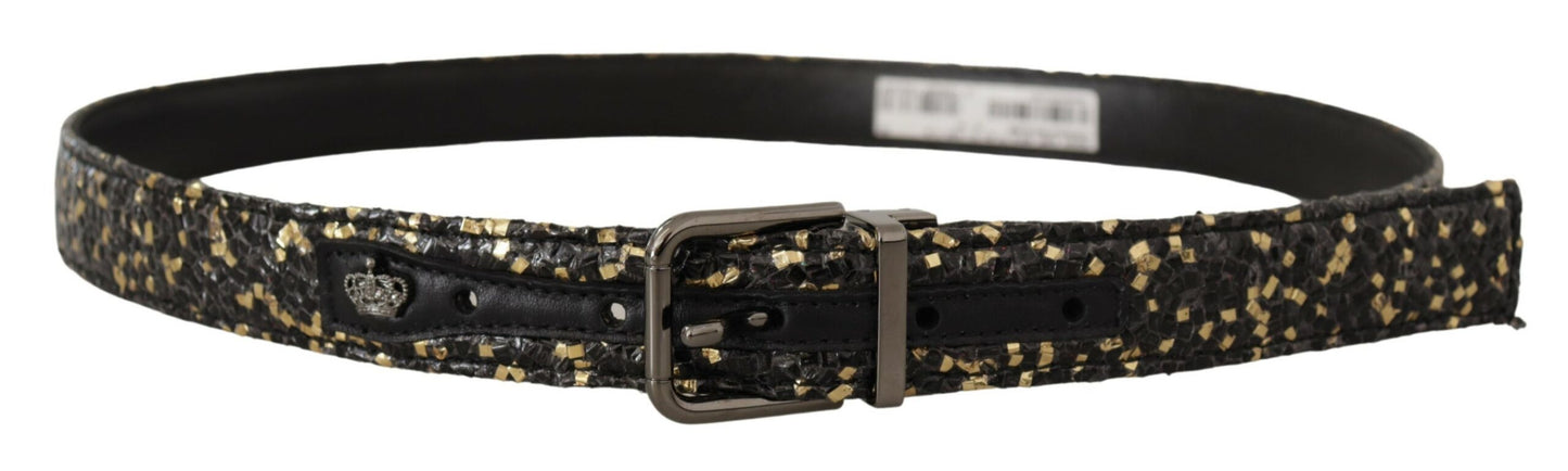  - Elegant Italian Leather Belt with Crown Detail