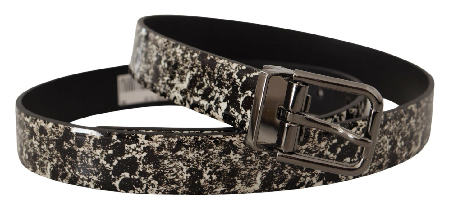  - Elegant Marble Print Leather Belt