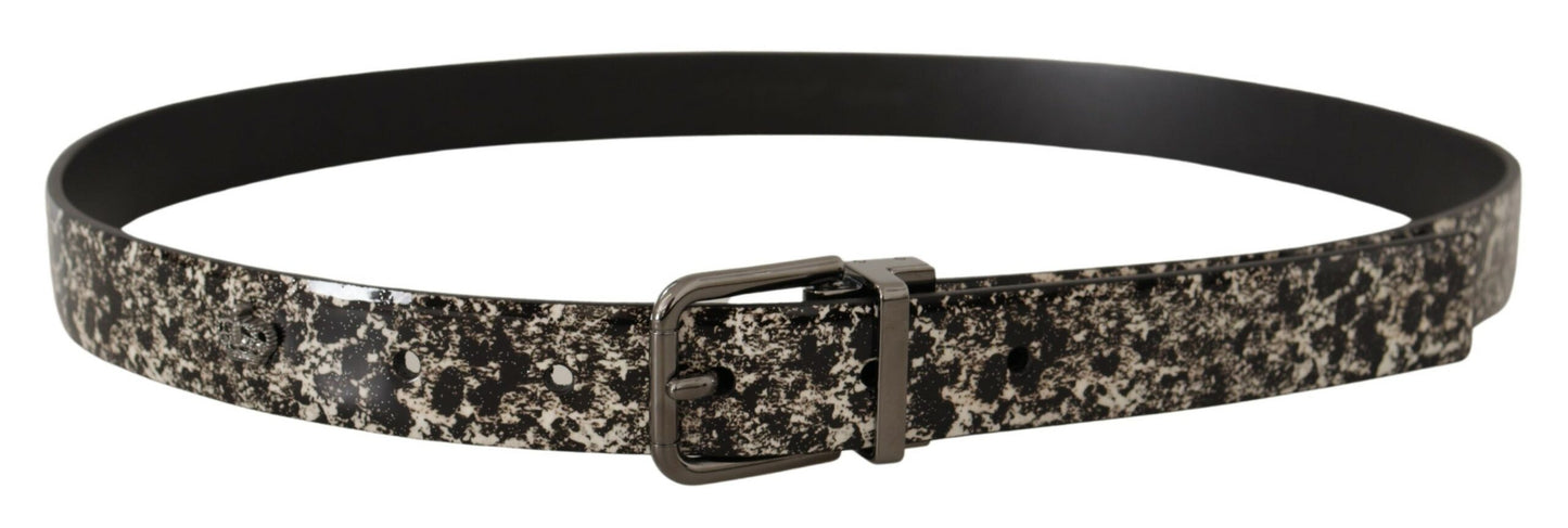  - Elegant Marble Print Leather Belt