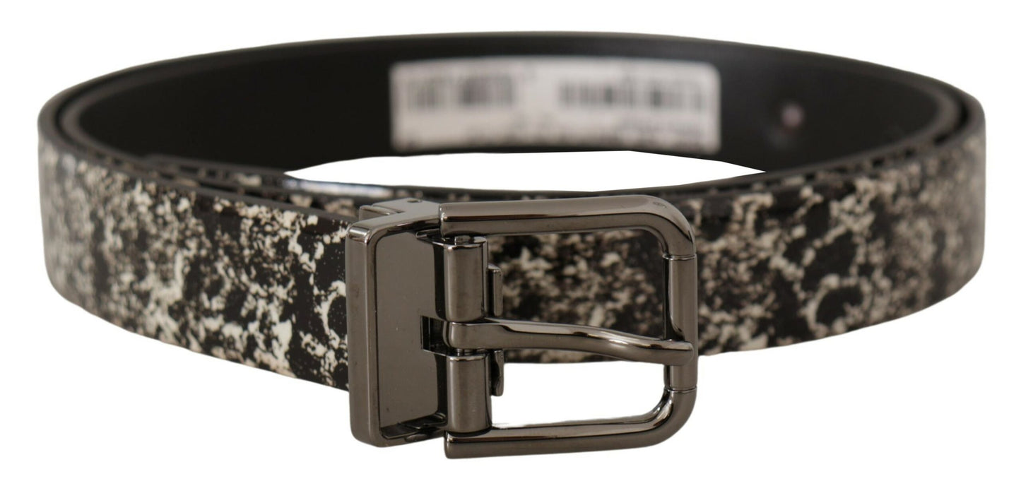  - Elegant Marble Print Leather Belt