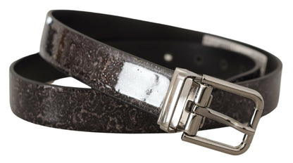  - Sleek Grosgrain Leather Belt with Metal Buckle