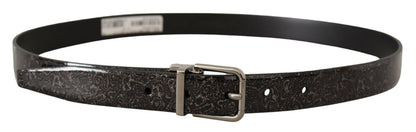  - Sleek Grosgrain Leather Belt with Metal Buckle