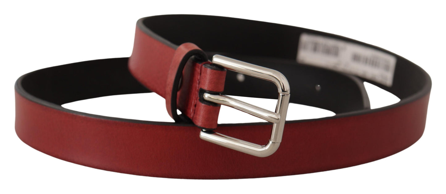  - Elegant Maroon Italian Leather Belt