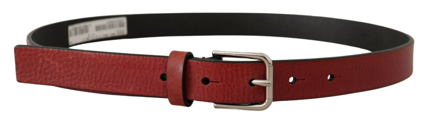  - Elegant Maroon Italian Leather Belt