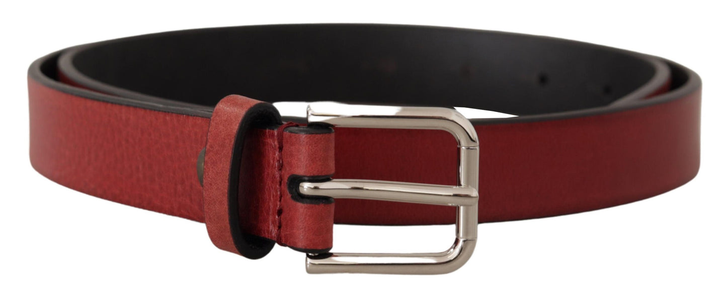  - Elegant Maroon Italian Leather Belt