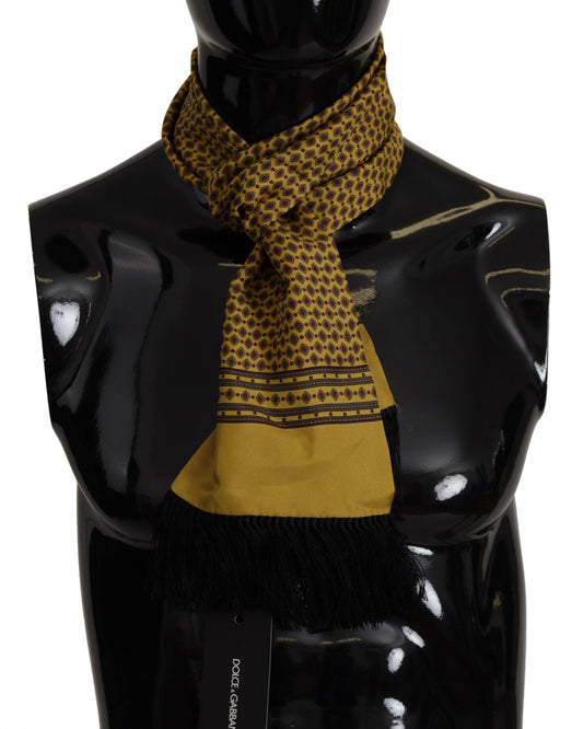  - Elegant Yellow Silk Men's Scarf