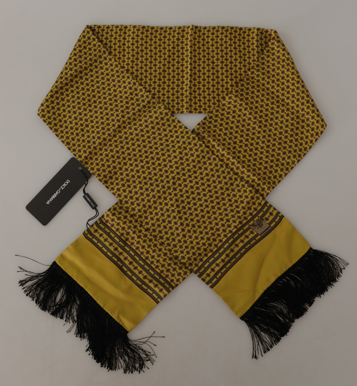  - Elegant Yellow Silk Men's Scarf