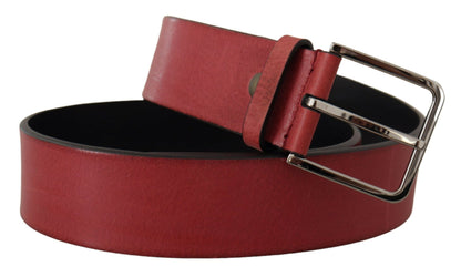  - Elegant Grosgrain Leather Belt with Silver Buckle