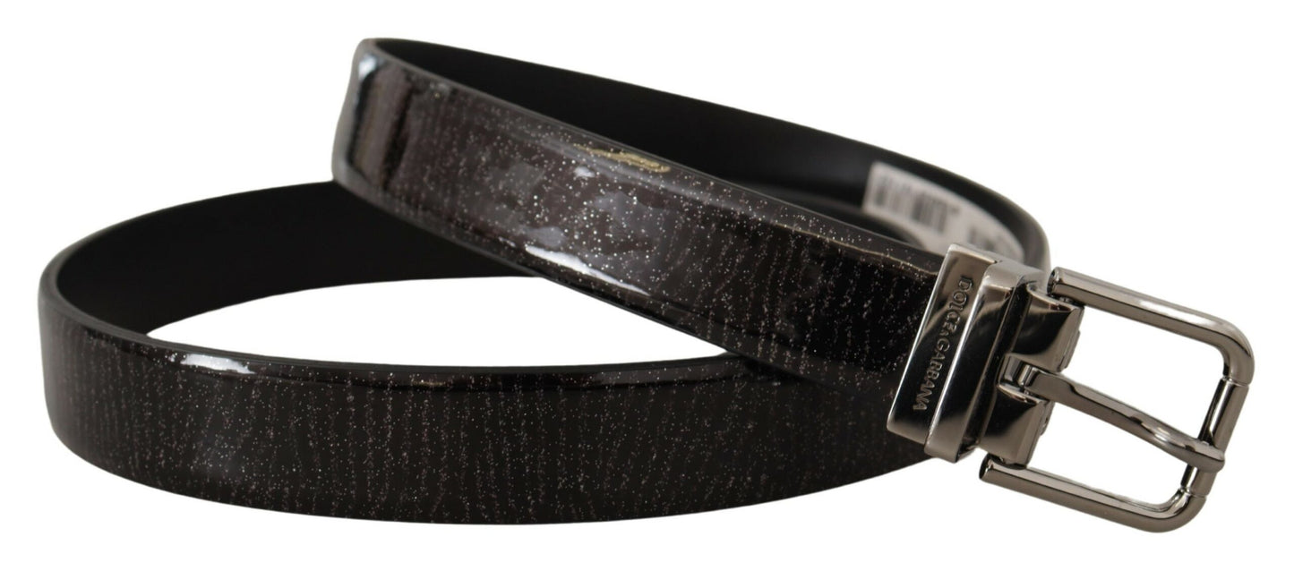  - Elegant Black Leather Belt with Silver Buckle