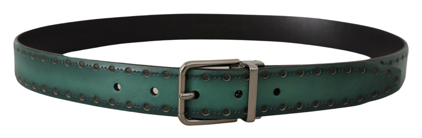  - Elegant Leather Belt with Silver Tone Buckle