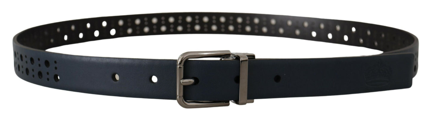  - Elegant Navy Blue Leather Belt