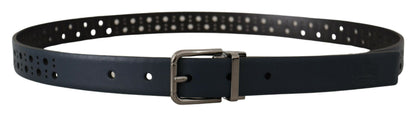  - Elegant Navy Blue Leather Belt