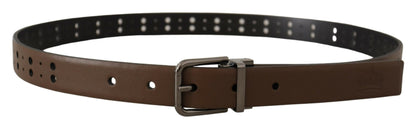  - Elegant Leather Belt with Metal Buckle