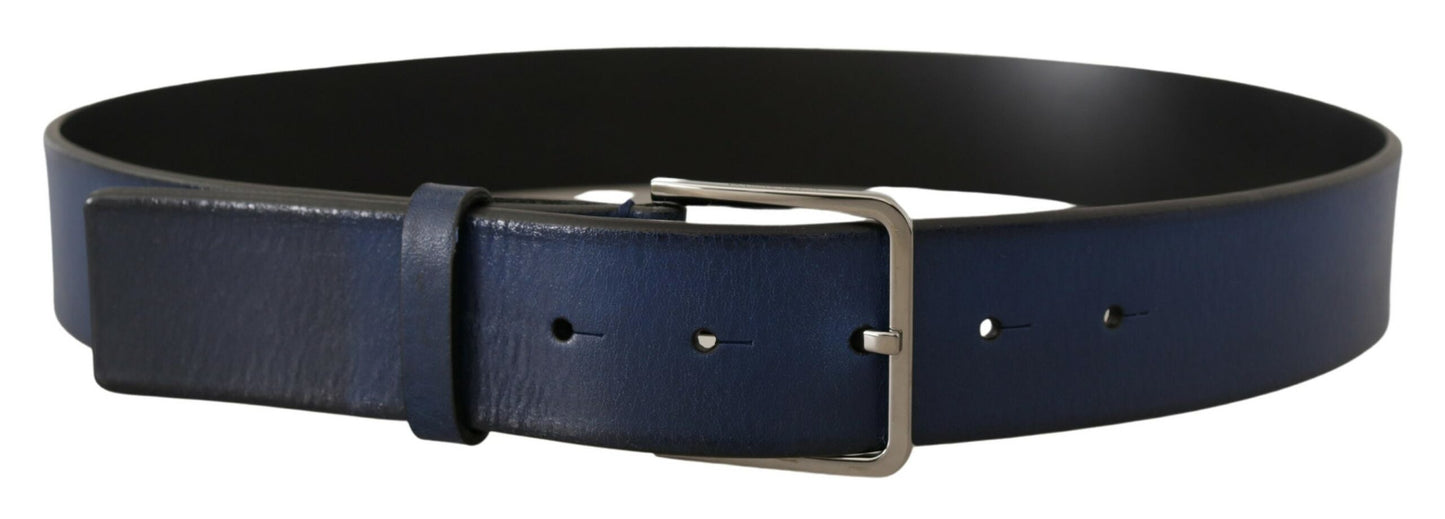  - Elegant Italian Leather Belt in Blue