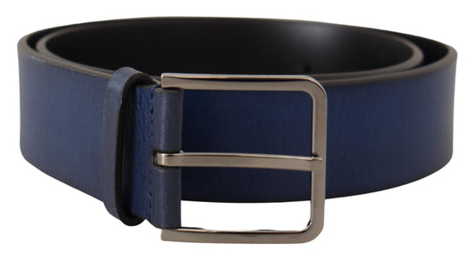  - Elegant Italian Leather Belt in Blue