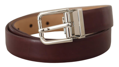  - Elegant Leather Belt with Silver Tone Buckle