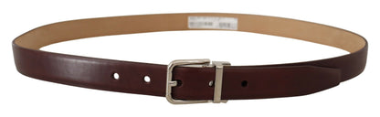  - Elegant Leather Belt with Silver Tone Buckle