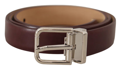  - Elegant Leather Belt with Silver Tone Buckle