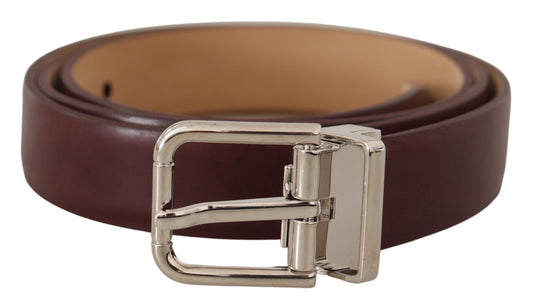  - Elegant Leather Belt with Silver Tone Buckle