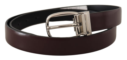  - Elegant Leather Belt with Silver Metal Buckle