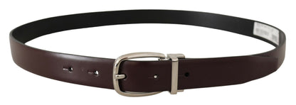  - Elegant Leather Belt with Silver Metal Buckle